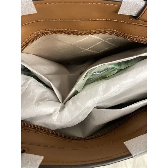 MICHAEL KORS JET SET TRAVEL MD DOUBLE POCKET TOTE SHOULDER BAG MK BROWN MOCHA